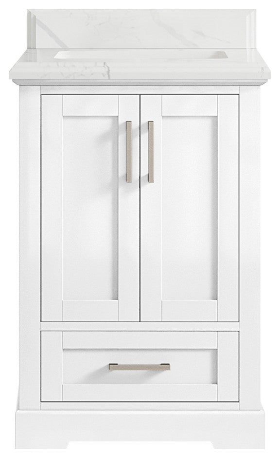 Boston 24 Single Sink Bathroom Vanity, White 1.5" Calacatta Laza