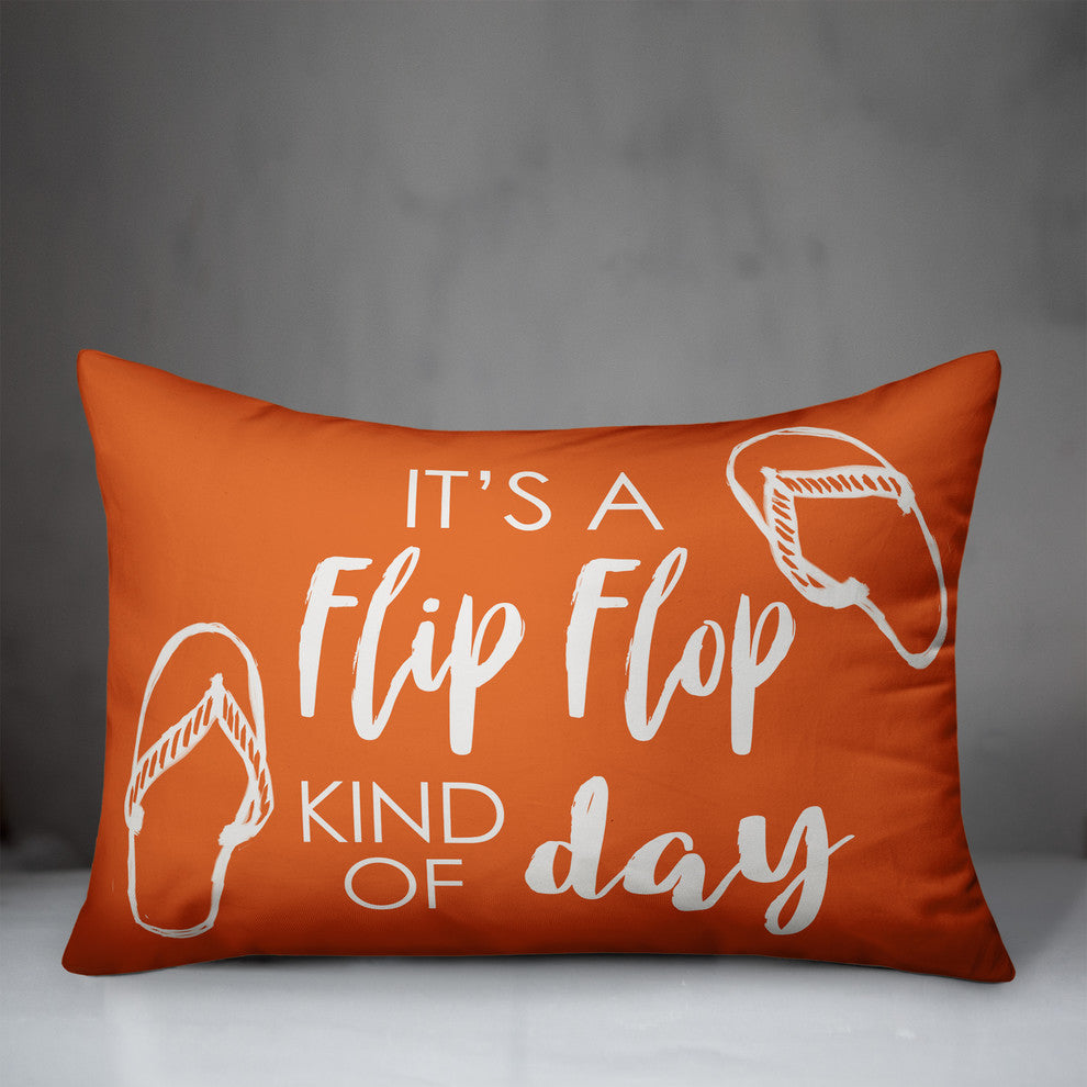 Flip Flop Kind of Day Outdoor Lumbar Throw Pillow, 14"x20"