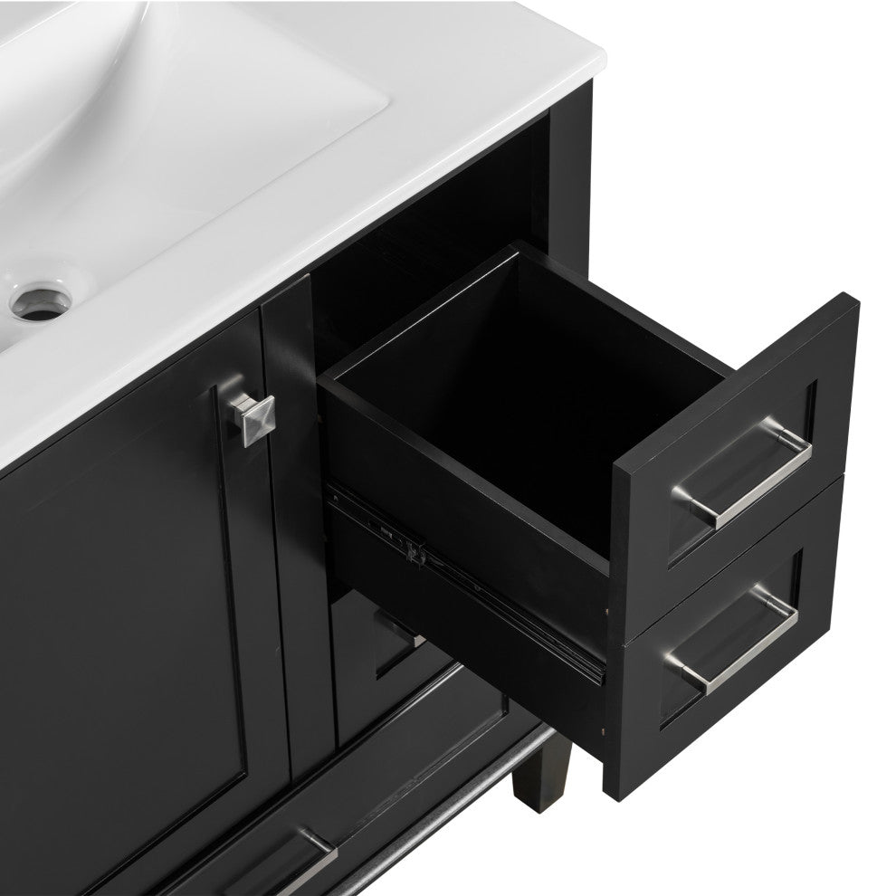 30" Freestanding Bath Vanity Set, Integrated Ceramic Sink, Black, 30 Inches