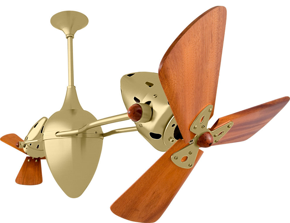 Ar Ruthiane Rotational Ceiling Fan With Mahogany Blades, Brushed Brass