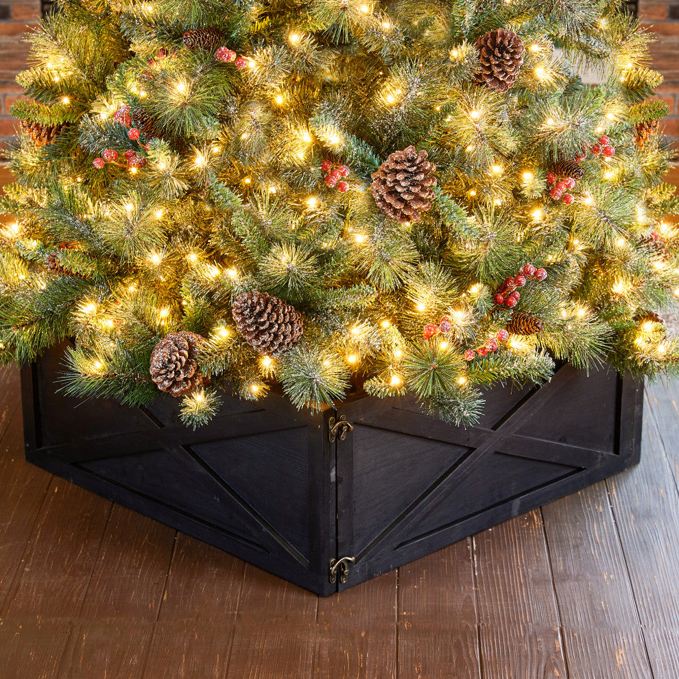 Washed Wooden Tree Collar, Black, 26"lx26"w