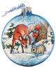 Hand Painted Scenic Glass Ornament Forest Friends Ball
