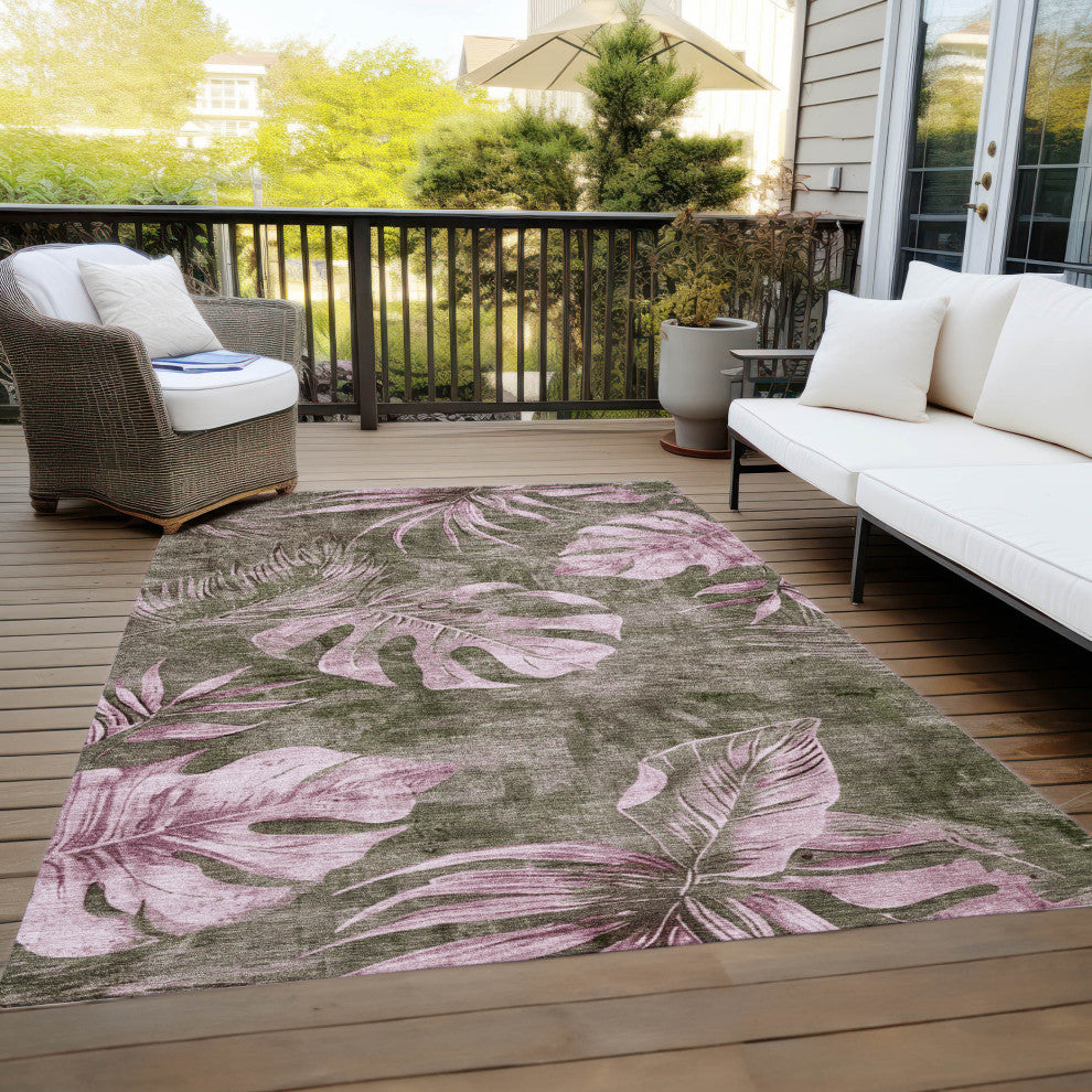 Machine Washable Indoor/Outdoor Chantille ACN1887 Brown 3' x 5' Rug