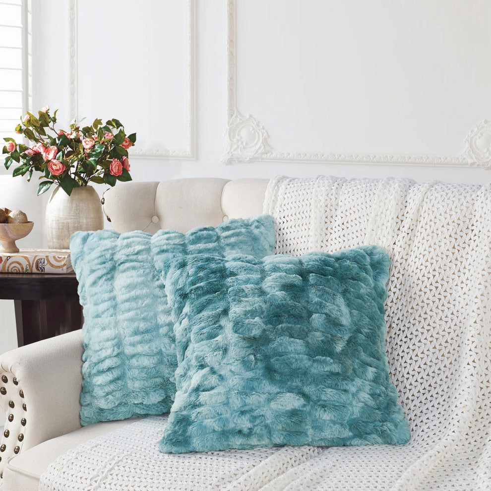 Shar Pei Faux Fur Pillow Shell Set, Trellis, 2 Piece Euro, 26"x26"