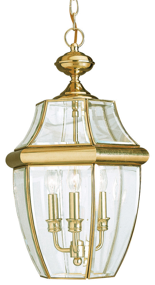 Generation Lighting Lighting 3-Light Outdoor Pendant, Polished Brass