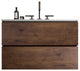 Wall-Mounted Bathroom Vanity Set with Ceramic Sink with three faucet holes, Walnut, 30"