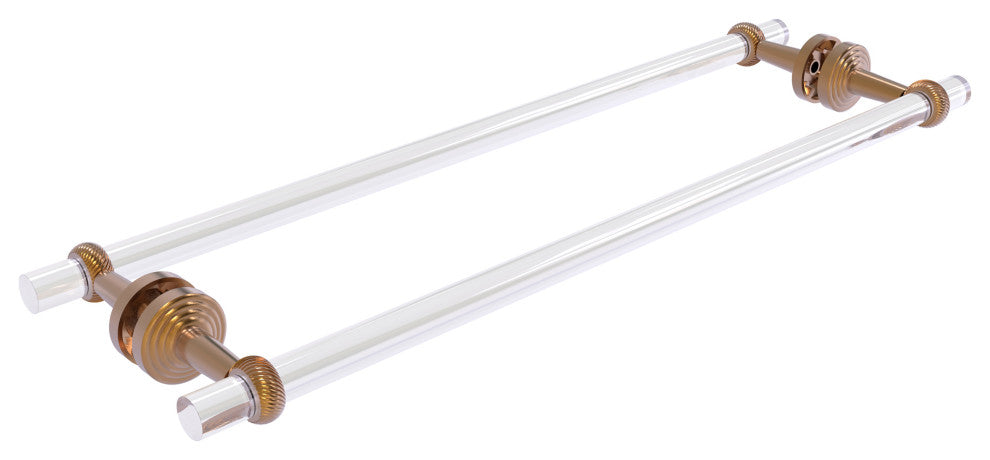 Pacific Beach 24" Twisted Back to Back Shower Door Towel Bar, Brushed Bronze
