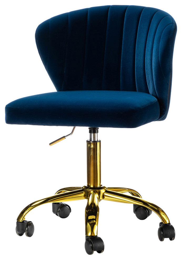 Swivel Task Chair With Tufted Back, Navy