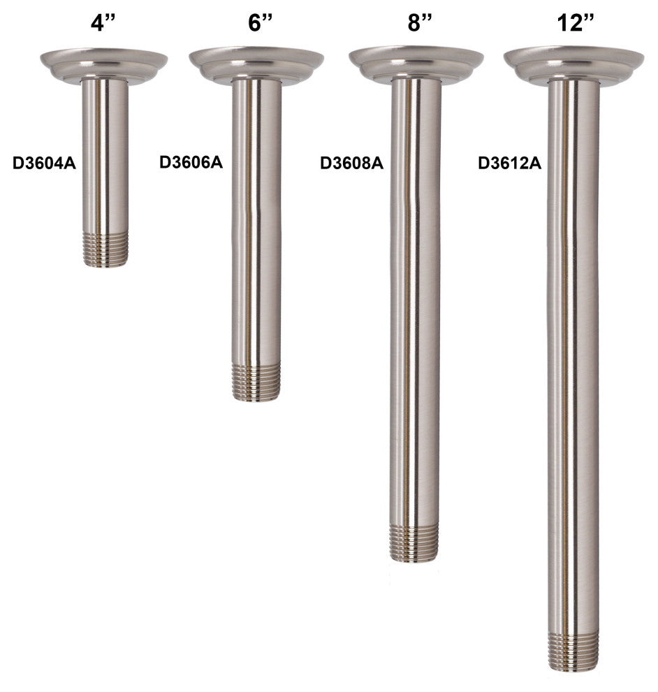 1/2" Ips X 12" Ceiling Mounted Shower Arm With Flange In Polished Nickel