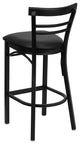 Black Ladder Back Metal Restaurant Barstool, Black Vinyl Seat