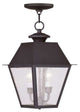Mansfield 2-Light Outdoor Chain Lantern, Bronze With Seeded Glass