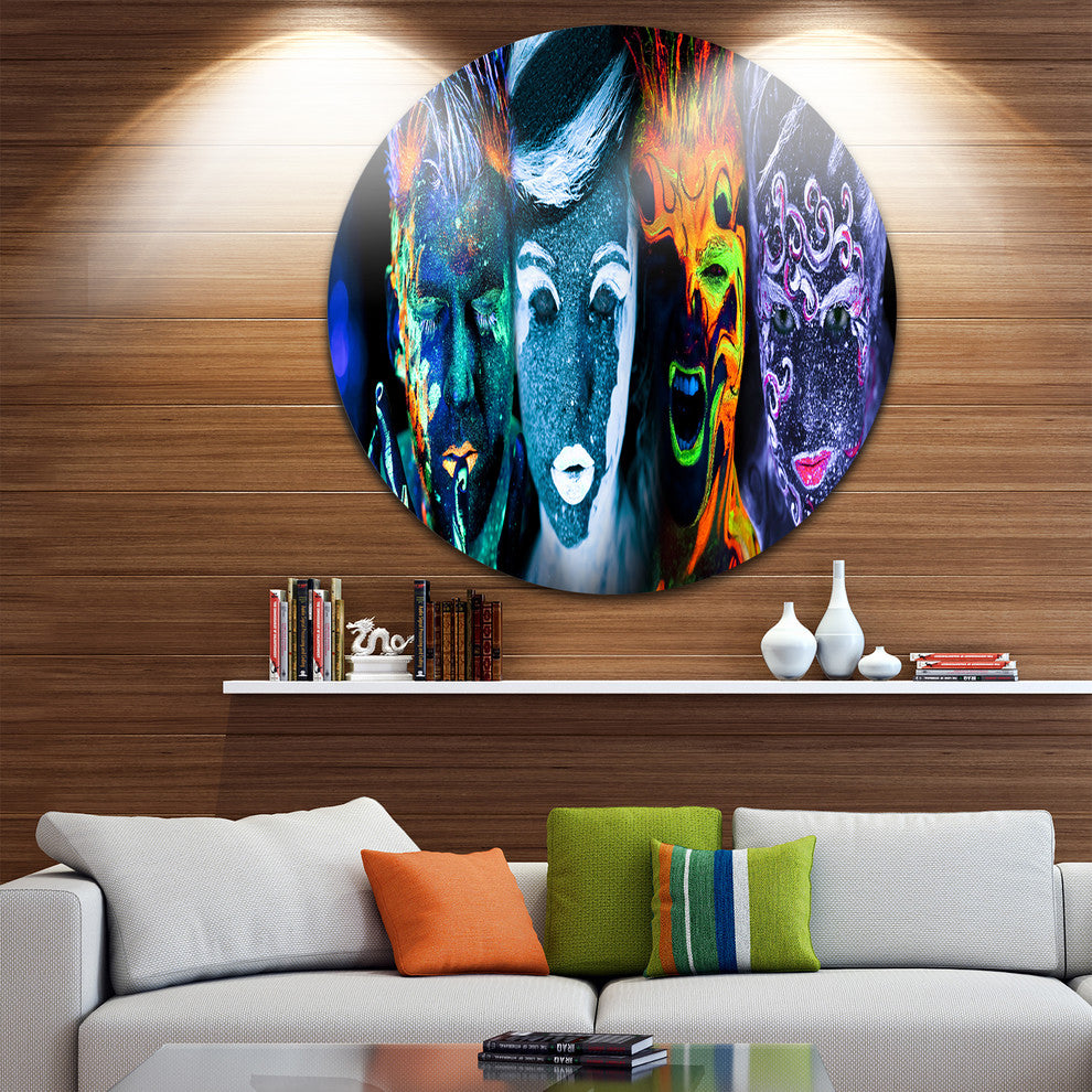Earth Fire Air And Water, Abstract Portrait Round Wall Art, 23"