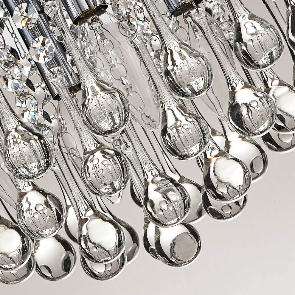 Bella 4-Light Chrome Finish Flush Mount With Clear Crystal Drops