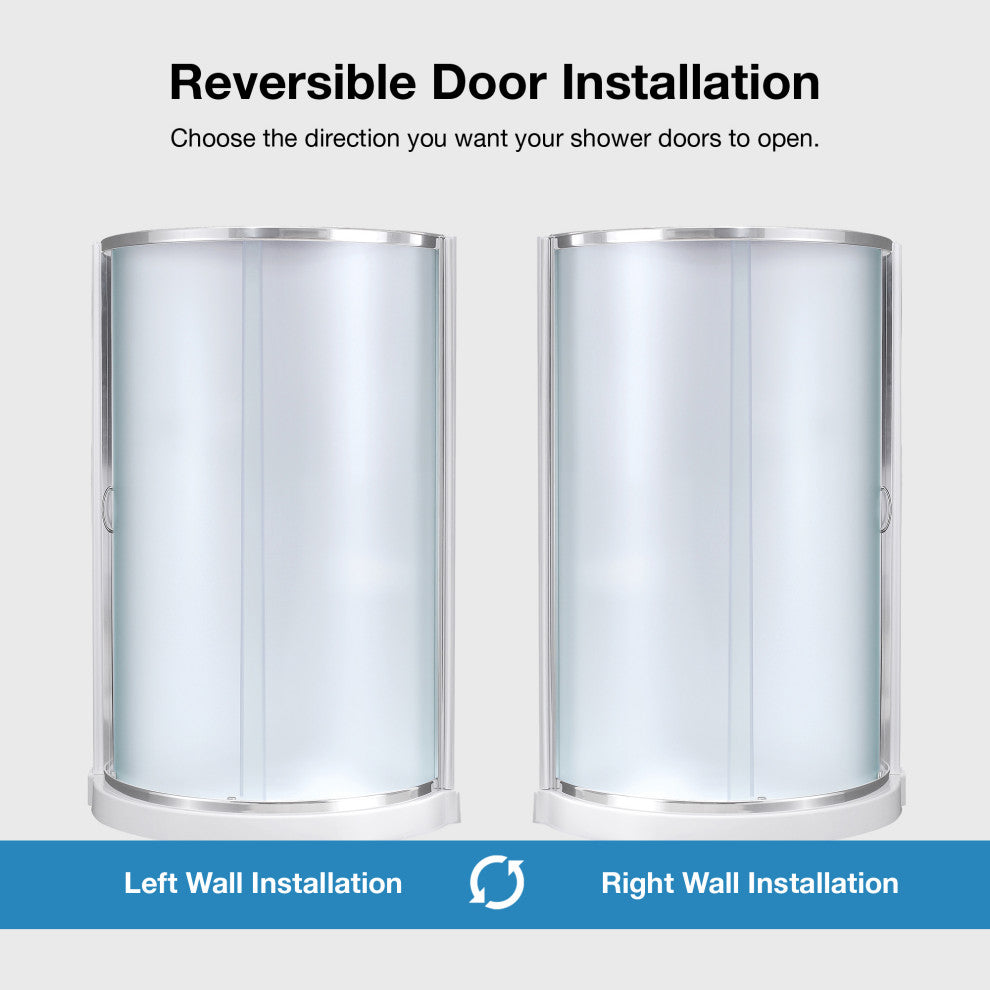 Ove Decors Breeze 34 Shower Kit, Frosted Walls and Base, Polished Chrome