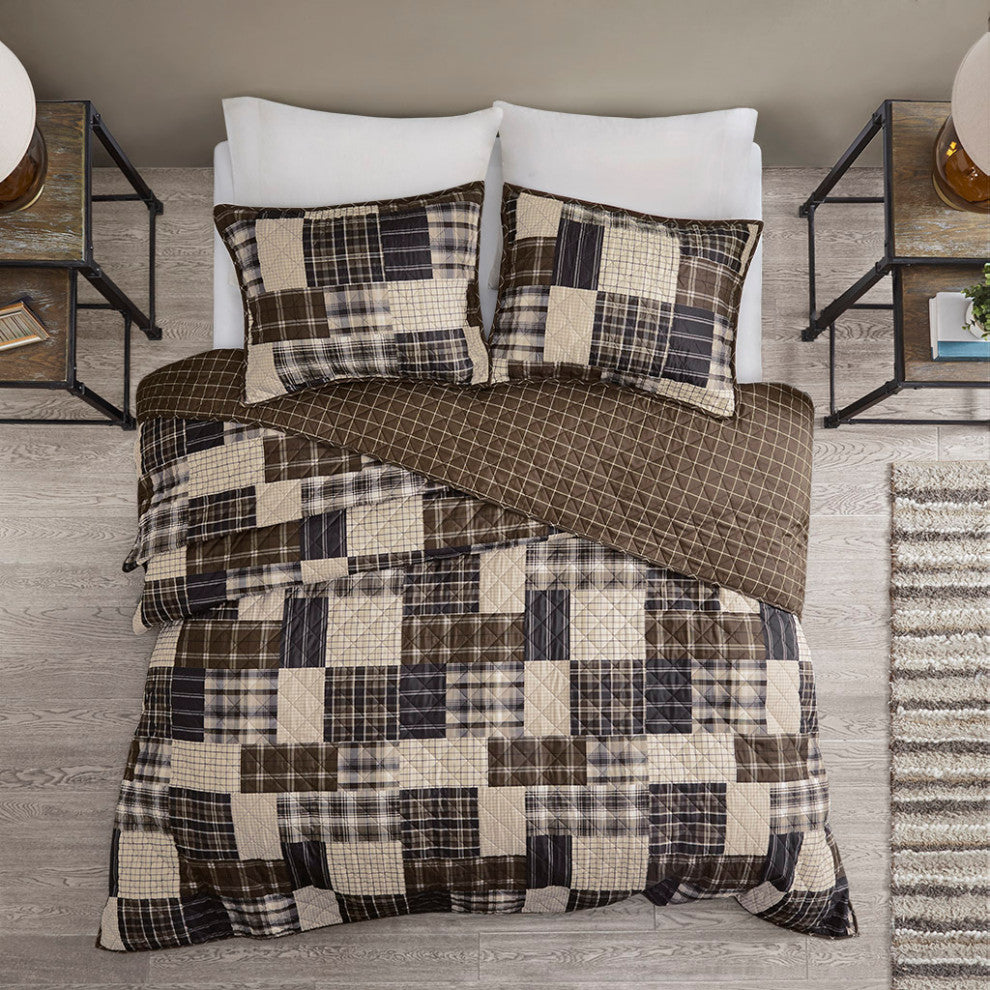 Madison Park Timber 3 Piece Reversible Printed Quilt Set