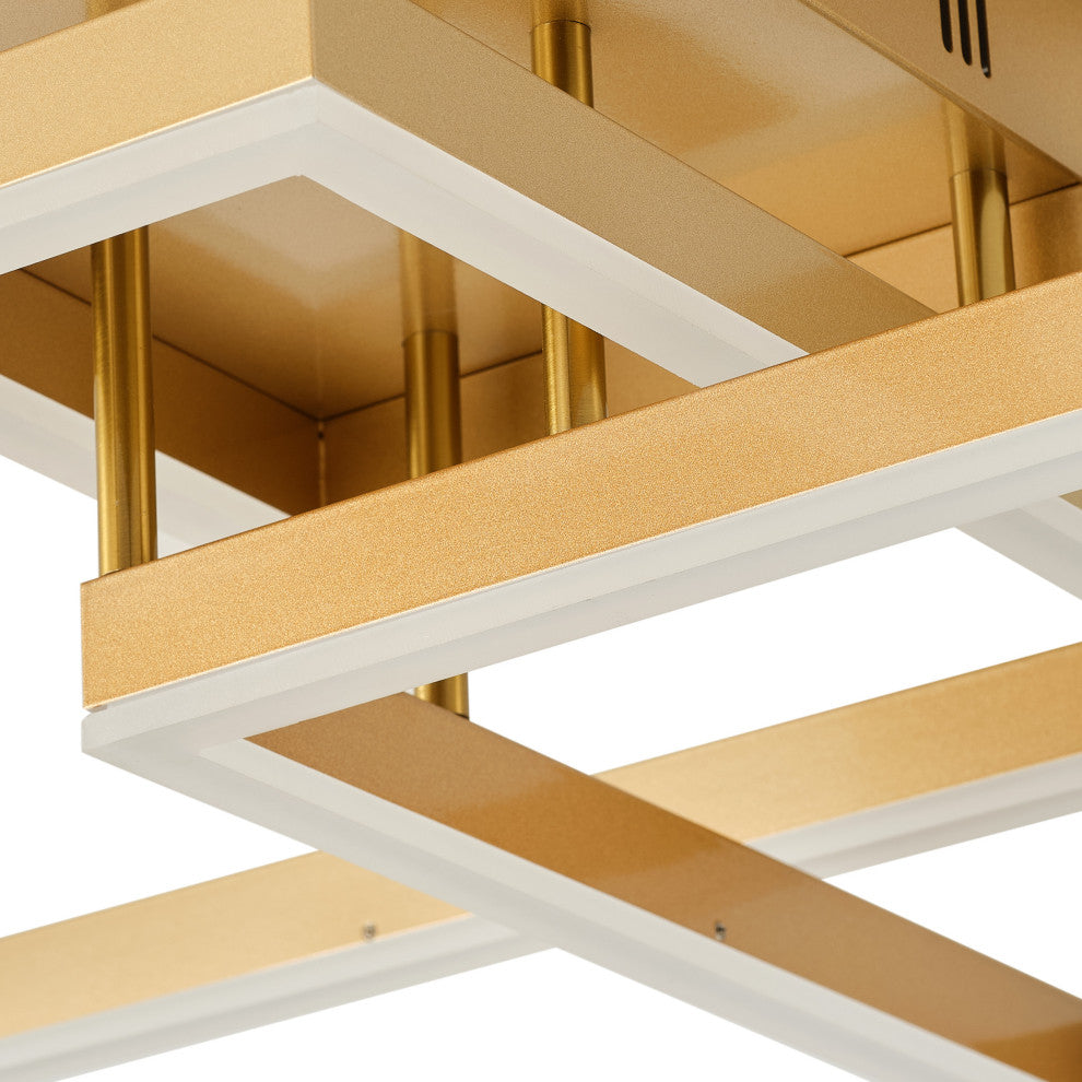 Classic 3-Rectangle Dimmable LED Semi Flush Mount Ceiling Light