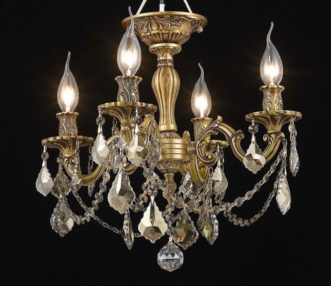 Elegant Rosalia Flush Mount, French Gold Finish With Royal Cut Crystal
