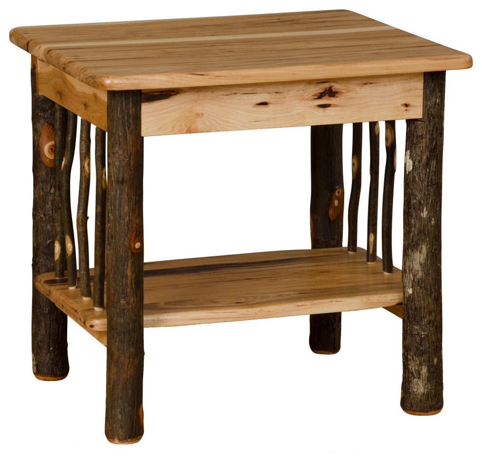 Hickory Log End Table, All Hickory