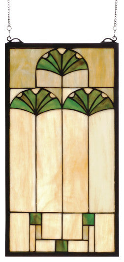 11W X 20H Ginkgo Stained Glass Window