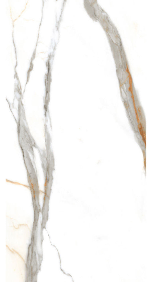 Calacatta Gold Natural Glossy Porcelain Tile, 24x48