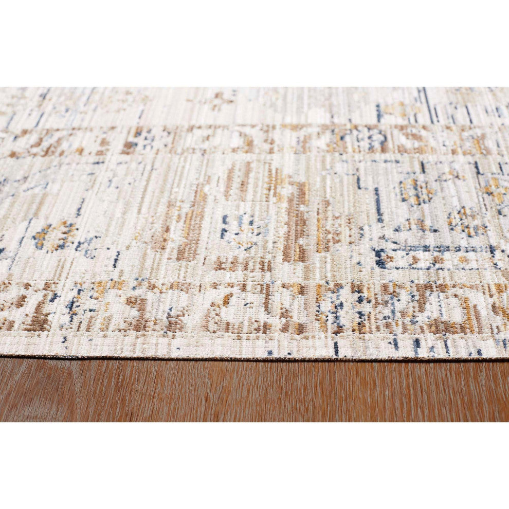 Ava Diamond Medallion Area Rug, Ivory, 2'2"x7'6"