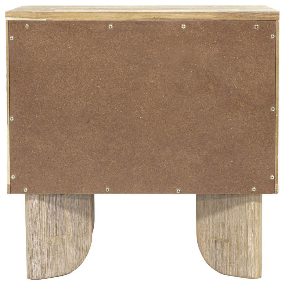 Haru 2-Drawer Acacia Nightstand, Beige