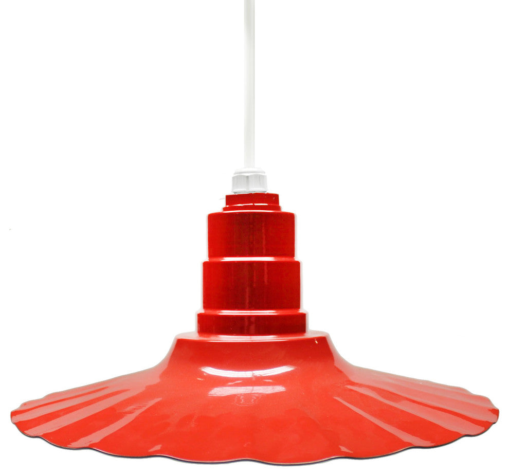 16" Radial Wave Pendant Light, Red, 16" Pendant Light, White Cord