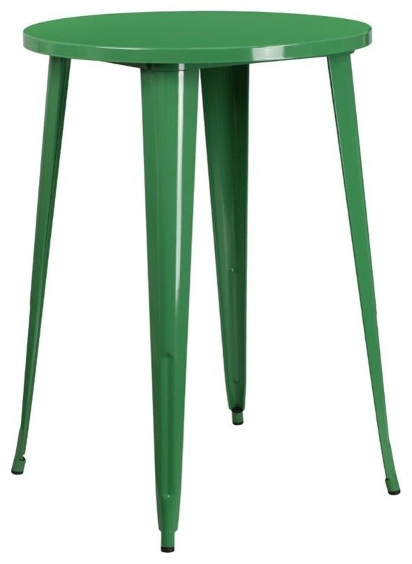 30" Round Green Metal Indoor-Outdoor Bar Height Table