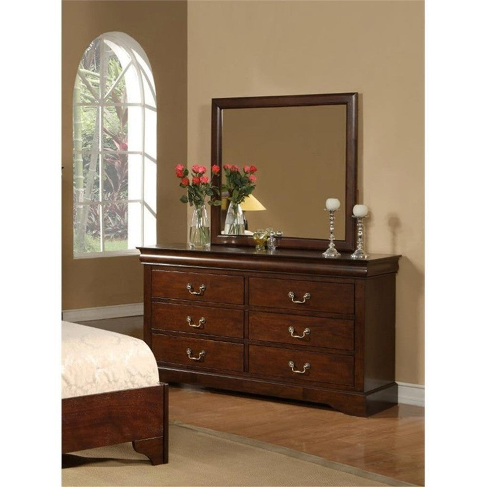 Alpine Furniture West Haven 6 Drawer Wood Dresser in Cappuccino (Brown)
