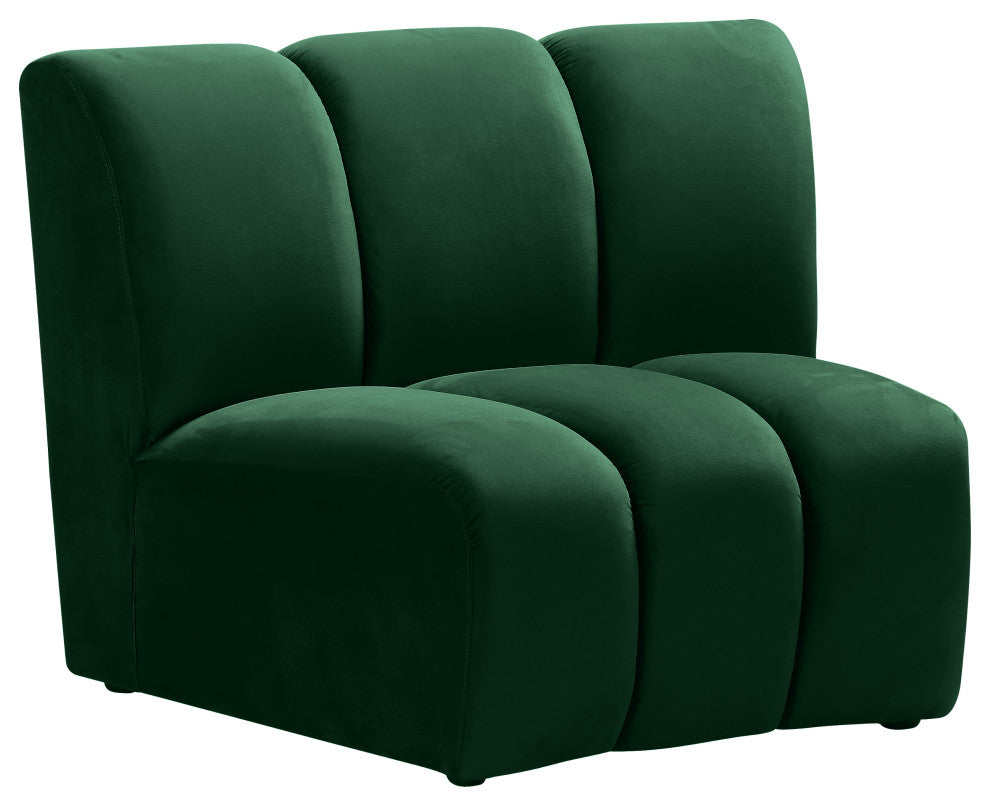 Infinity Channel Tufted Velvet Modular Chair, Green, 1 Piece