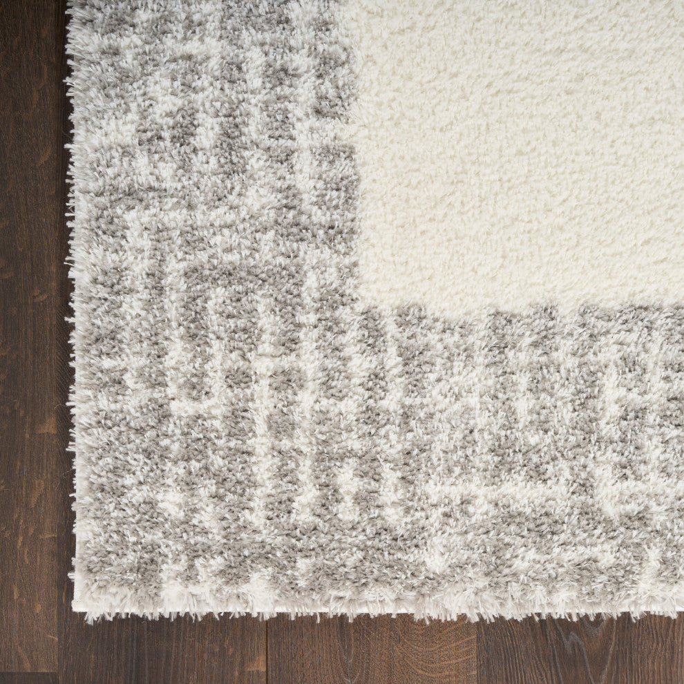 Nourison Pacific Shag 7'10" x 9'10" Ivory Grey Shag Indoor Rug