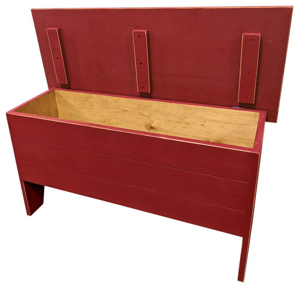 Wooden Storage Bench, Old Red