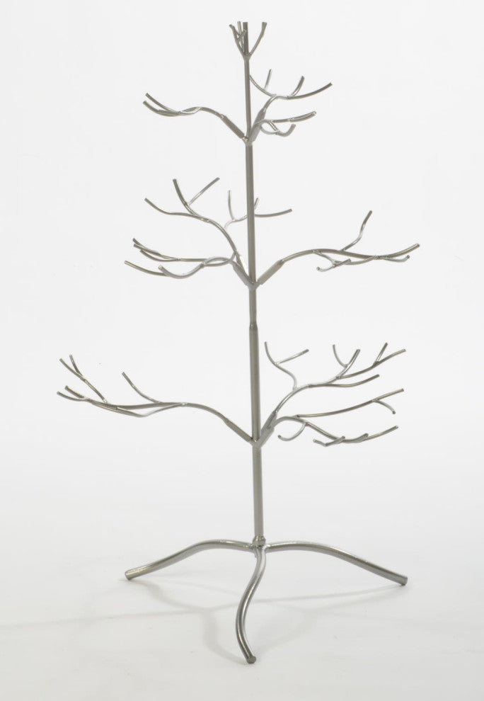 25"H Metal Ornament Tree, Silver