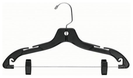 Plastic Combo Hanger, Black, Chrome Finish, Set of 100