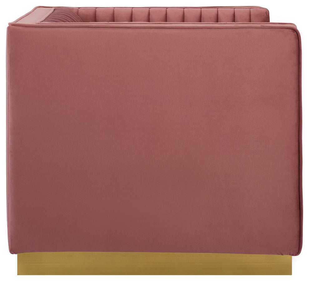 Sanguine Vertical Channel Tufted Accent Performance Velvet Armchair Dusty Rose