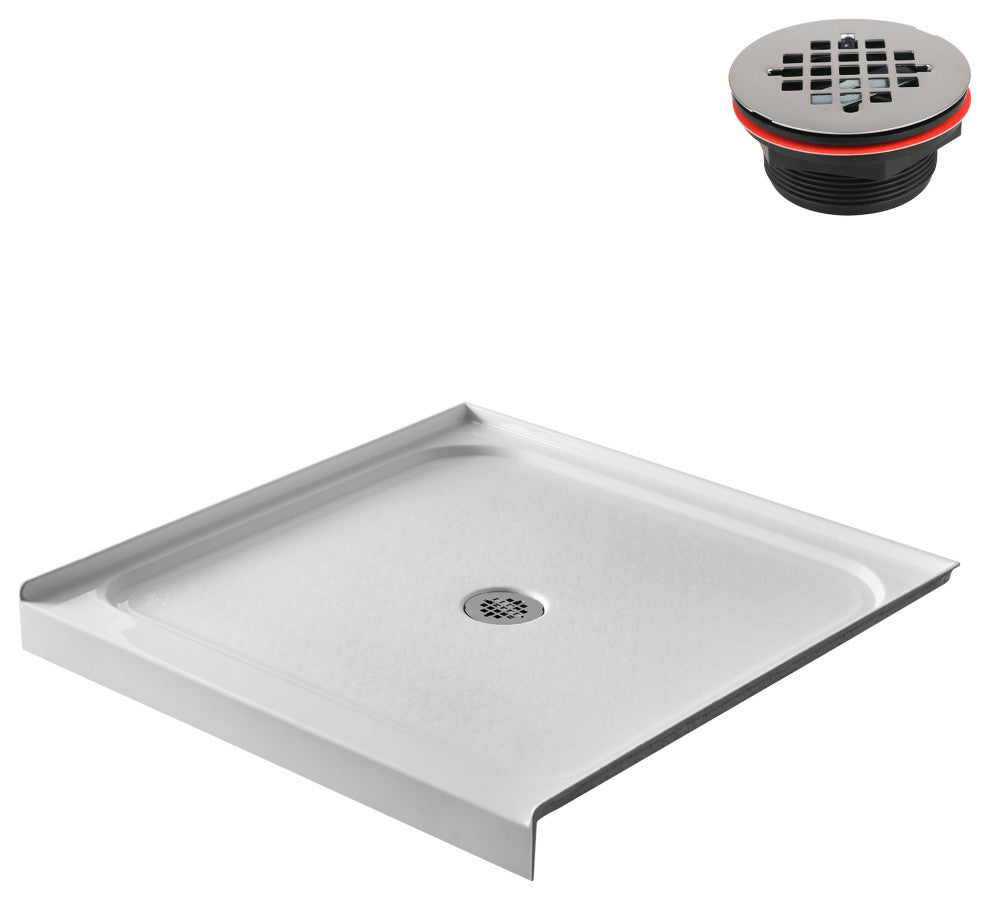 GB-537-152 36"x36" Alcove Acrylic Shower Base, Center Drain, Drain Included