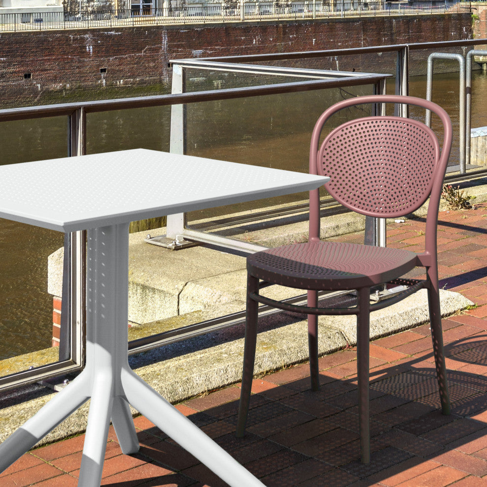 Marcel Resin Outdoor Chair, Set of 2, Marsala