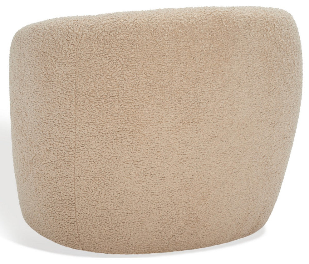 Safavieh Couture Everly Boucle Barrel Back Accent Chair, Light Brown