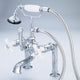 Vintage 7" Spread Deck Mount Tub Faucet w/6" Risers & Handshower, Cross handles