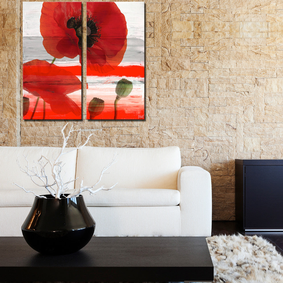 Painted Petals XXXII Canvas Wall Art 2-Piece Set, 24"x12"