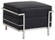 Le Corbusier Petit Italian Leather Ottoman, Black