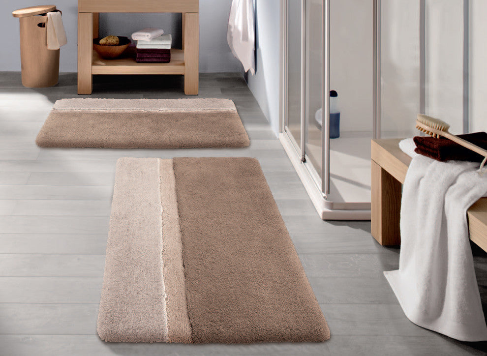 Taupe Non Slip Luxury Cotton Bathroom Rug, Life, Medium