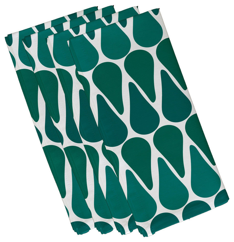 22"x22" Watermelon Seeds, Geometric Print Napkin, Teal, Set of 4