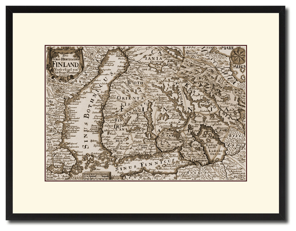 Finland Centuries Vintage Sepia Map Canvas Print, 16"x21"