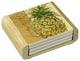 Stone Coasters Wood Holder Tropical Pineapple Set of 4