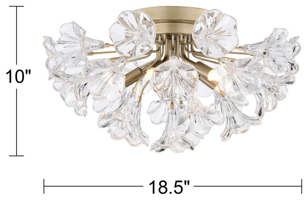 Zelda Crystal Glass Flower Flush Mount 5-light