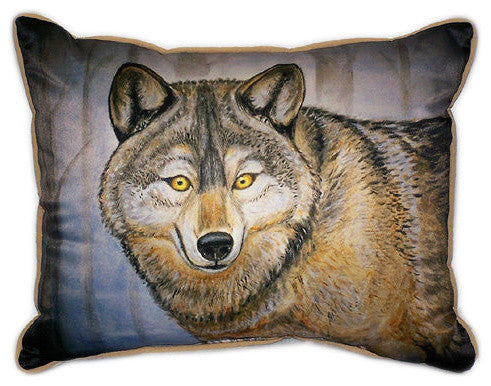 Pair of Betsy Drake Grey Wolf Large Pillows 15 Inch x 22 Inch