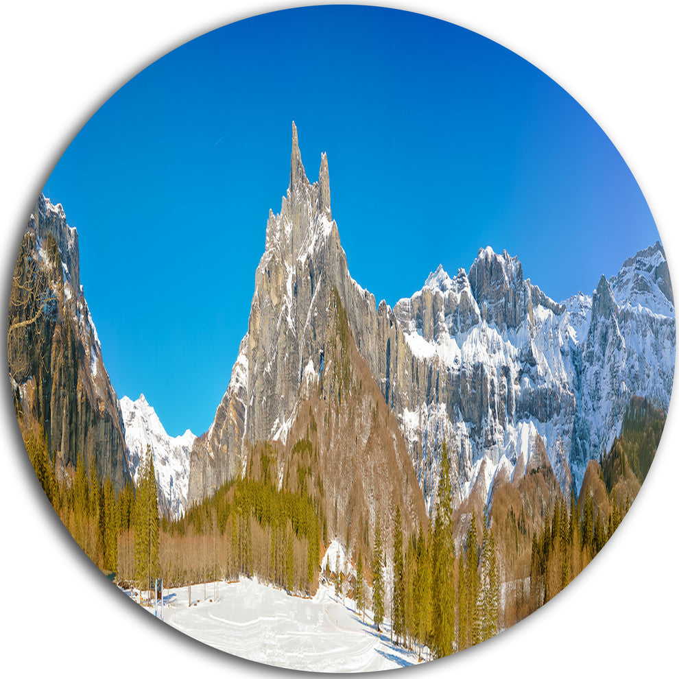 Sixt Fer A Cheval Panoramic View, Landscape Disc Metal Wall Art, 36"