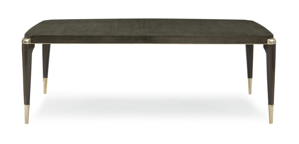 Caracole All Trimmed Out, Expandable Charcoal Dining Table With Gold Trim