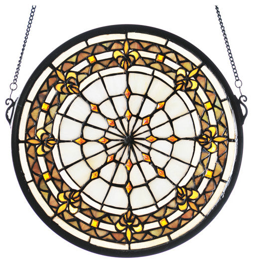 13 Round Fleur-de-Lis Medallion Stained Glass Window